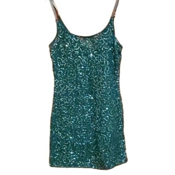 Daytrip Tops - VINTAGE DAYTIME S TEAL SEQUIN CAMISOLE